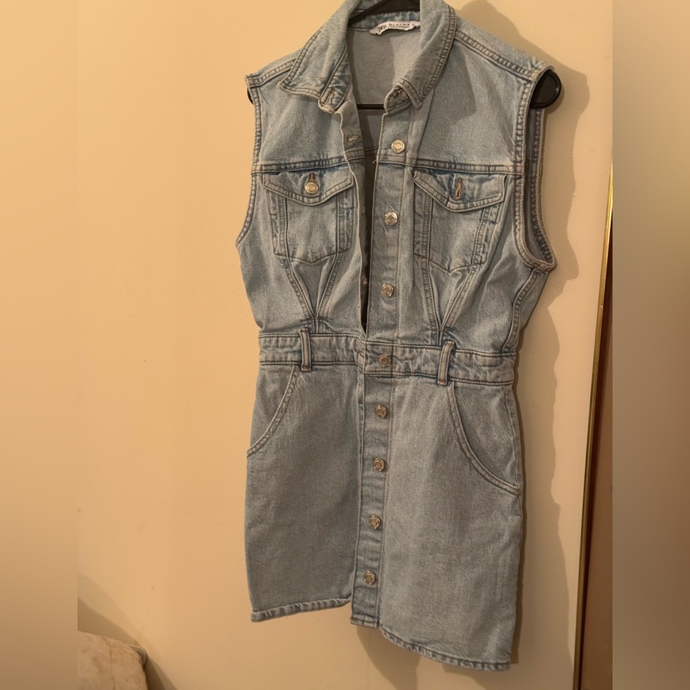 Zara Denim Overall Skirt Size Small